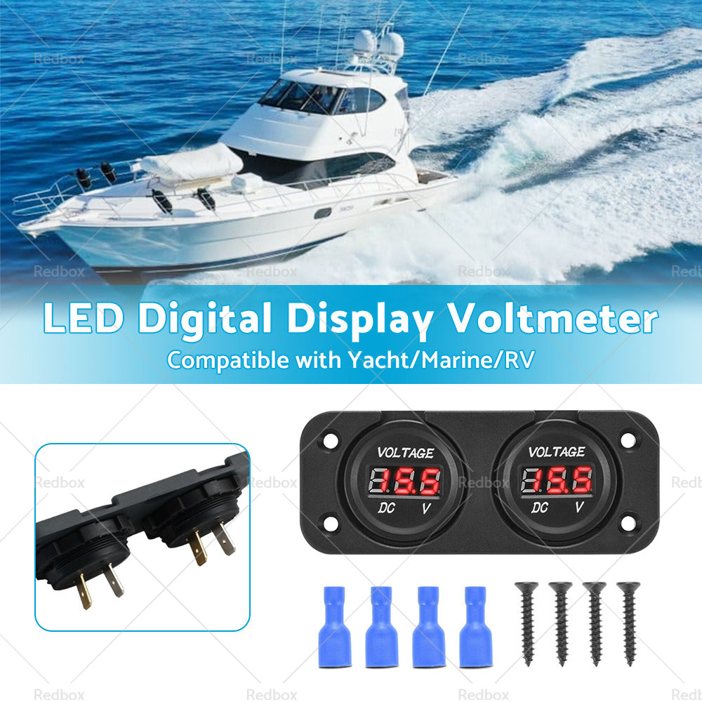 Digital LED Volt Meter Dual Battery Monitor Boat Voltage Marine Gauge DC 12V-24V