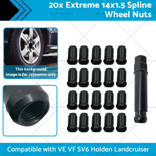 20x Extreme 14x1.5 Spline Wheel Nuts Suitable for Holden Landcruiser VE VF SV6