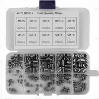 220Pcs Stainless Steel Allen Head Socket Set Grub Screws Assortment Kit