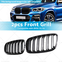 2pc Front Grill Grille Gloss Black Suitable for BMW E70 X5 E71 X6 2007-2013