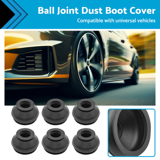 6PCS Universal Black Rubber Ball Joint Dust Boot Cover Tie Rod End Set  Kit Part