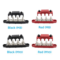 1x M8 or M10 DC 48V Studs Bus Bar Power Distribution Box Terminal Block Red or Black