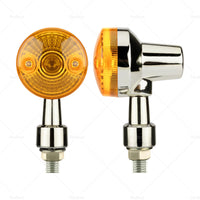 4x Chrome Motorcycle Turn Signal Lights Amber Indicators Blinker Universal Bulb