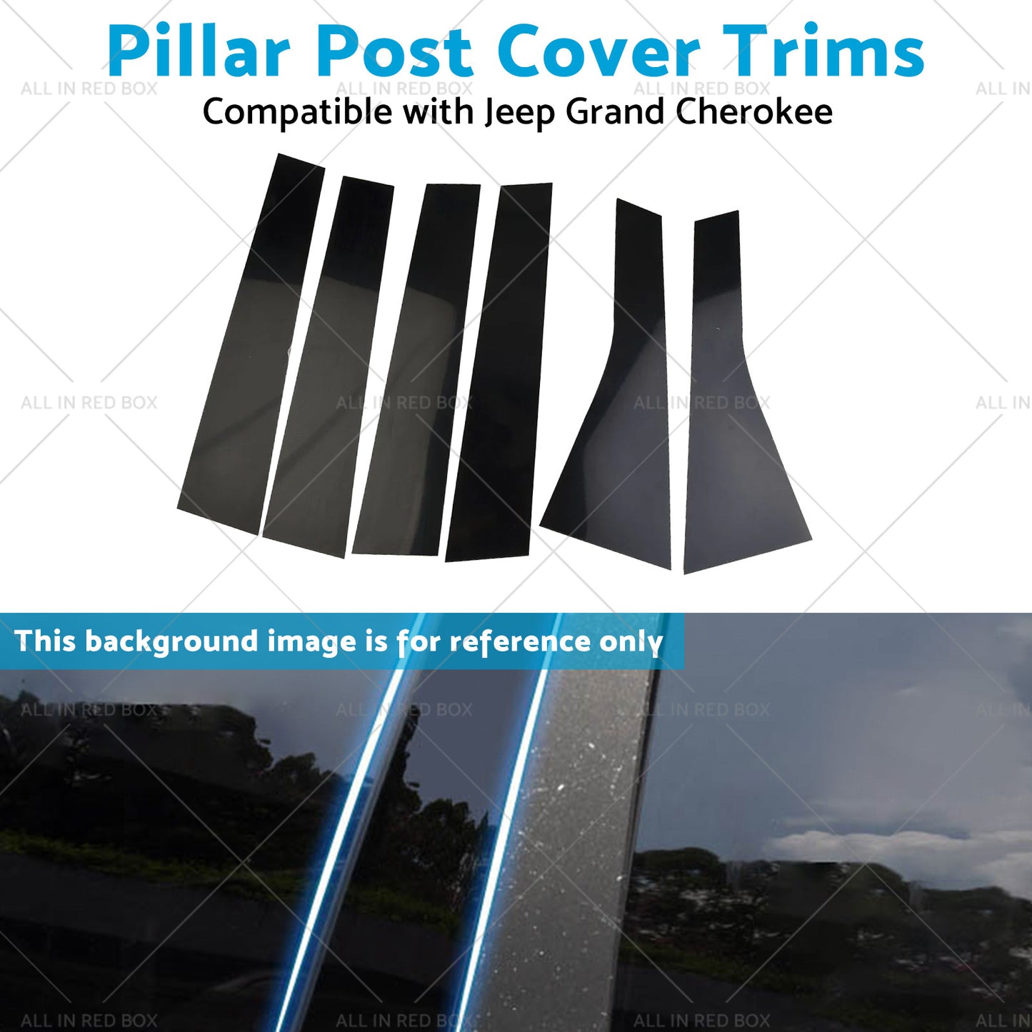 6PCS Black Pillar Post Cover Trims Suitable for 2011-2021 Jeep Grand Cherokee