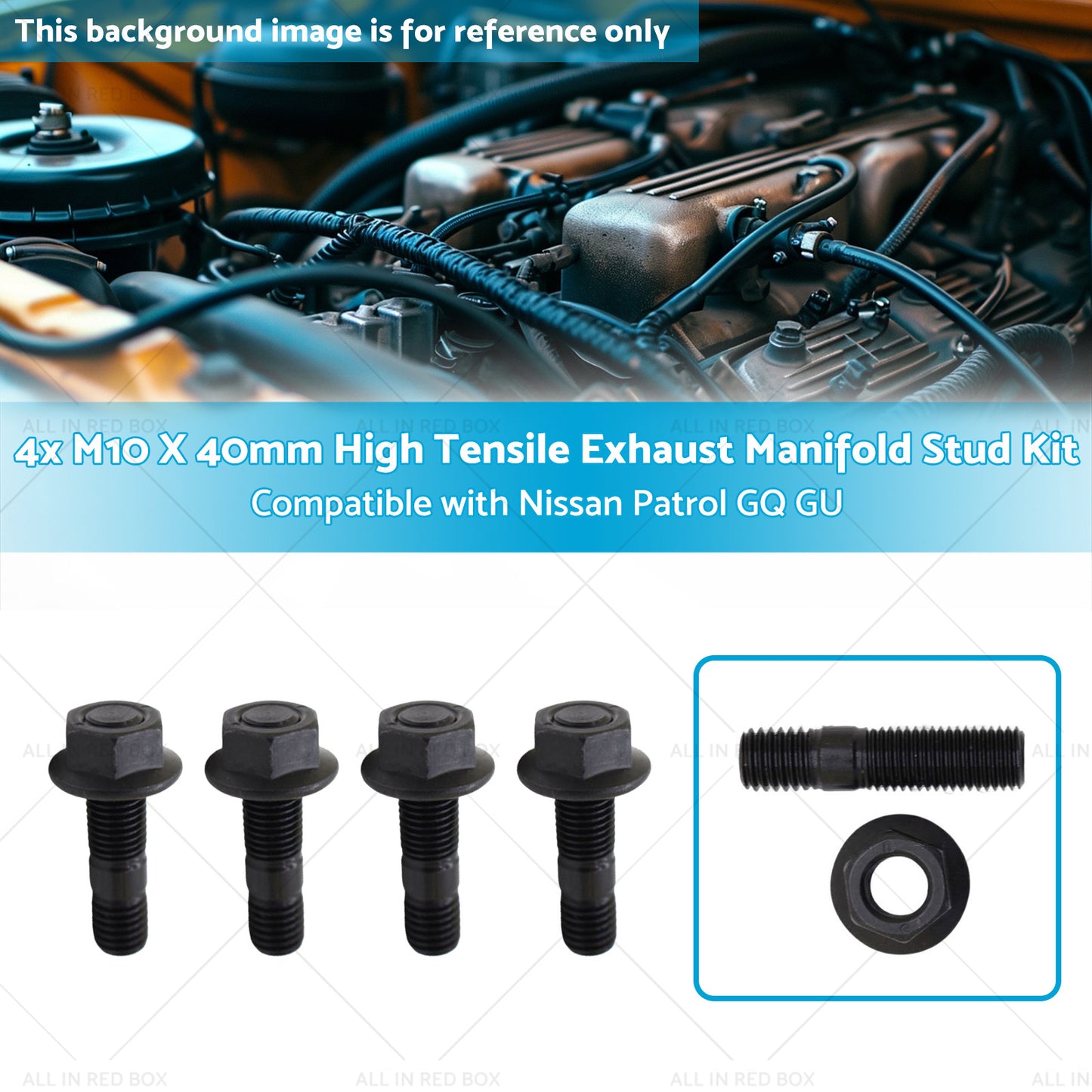 4x M10 X 40mm High Tensile Exhaust Manifold Stud Kit Suitable for GQ GU TD42