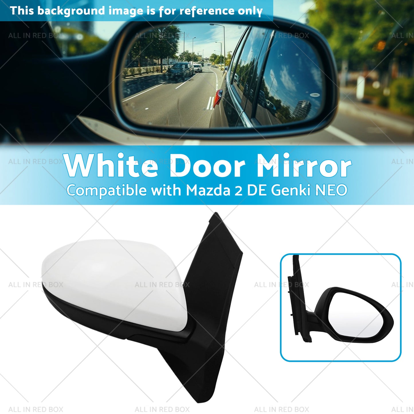 Right Side White Door Mirror Suitable for Mazda 2 DE Genki NEO MAXX 2007-2014