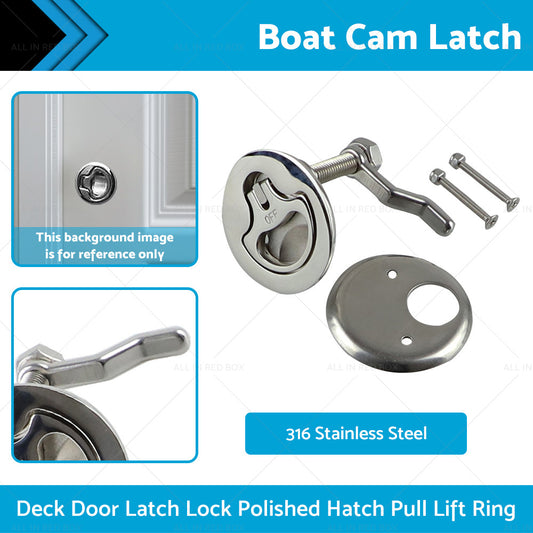 316 Stainless Steel Boat Cam Deck Door Latch Lock Polished Hatch Pull Lift Ring