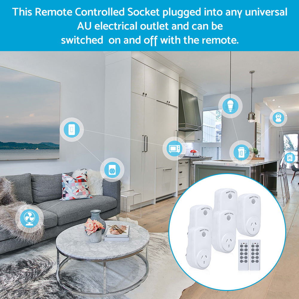 1 or 5 Pack Home Wireless Power Switch Mains Sockets  and  Remote Controllers AU Plug