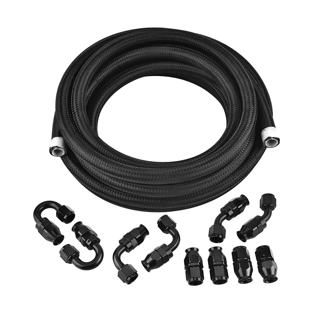 {{ 8AN E85 Stainless Steel Braided PTFE Fuel Line Hose Swivel Fittings Kit 20FT 6M }} - Buy Car Parts Online at {{ Kaka Auto Parts }}.