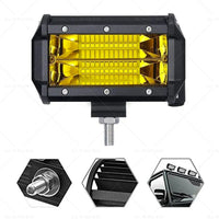 2x 5inch Flood LED Light Bar Offroad Work Driving Fog Lamp Yellow Cree Spread