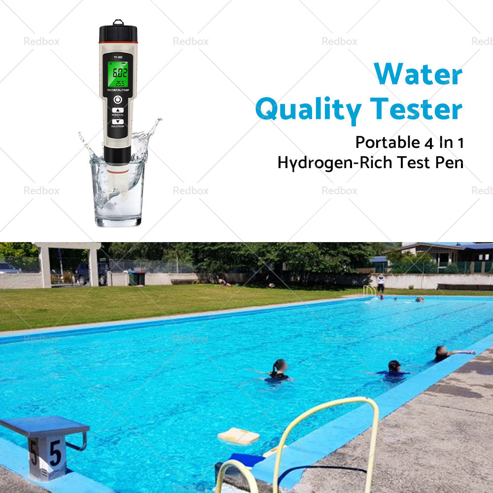 Portable 4 In 1 Hydrogen-Rich Test Pen PH ORP TEMP Water Quality Meter Tester