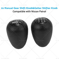 2PCS 5-Speed Push Gear Shift Knob and Transfer Case Konb Suitable for Nissan Patrol