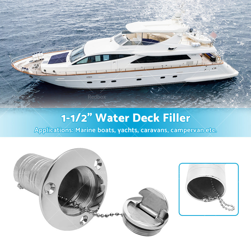 Marine Boat Keyless Water Deck Fill  or  Filler 1-1 or 2 inch  Polished 316 Stainless Steel