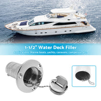 Marine Boat Keyless Water Deck Fill  or  Filler 1-1 or 2 inch  Polished 316 Stainless Steel
