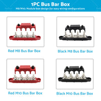 1x M8 or M10 DC 48V Studs Bus Bar Power Distribution Box Terminal Block Red or Black