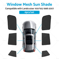 6x Foldable Window Mesh Sun Shade Suitable For Landcruiser 100 105 1998-2007