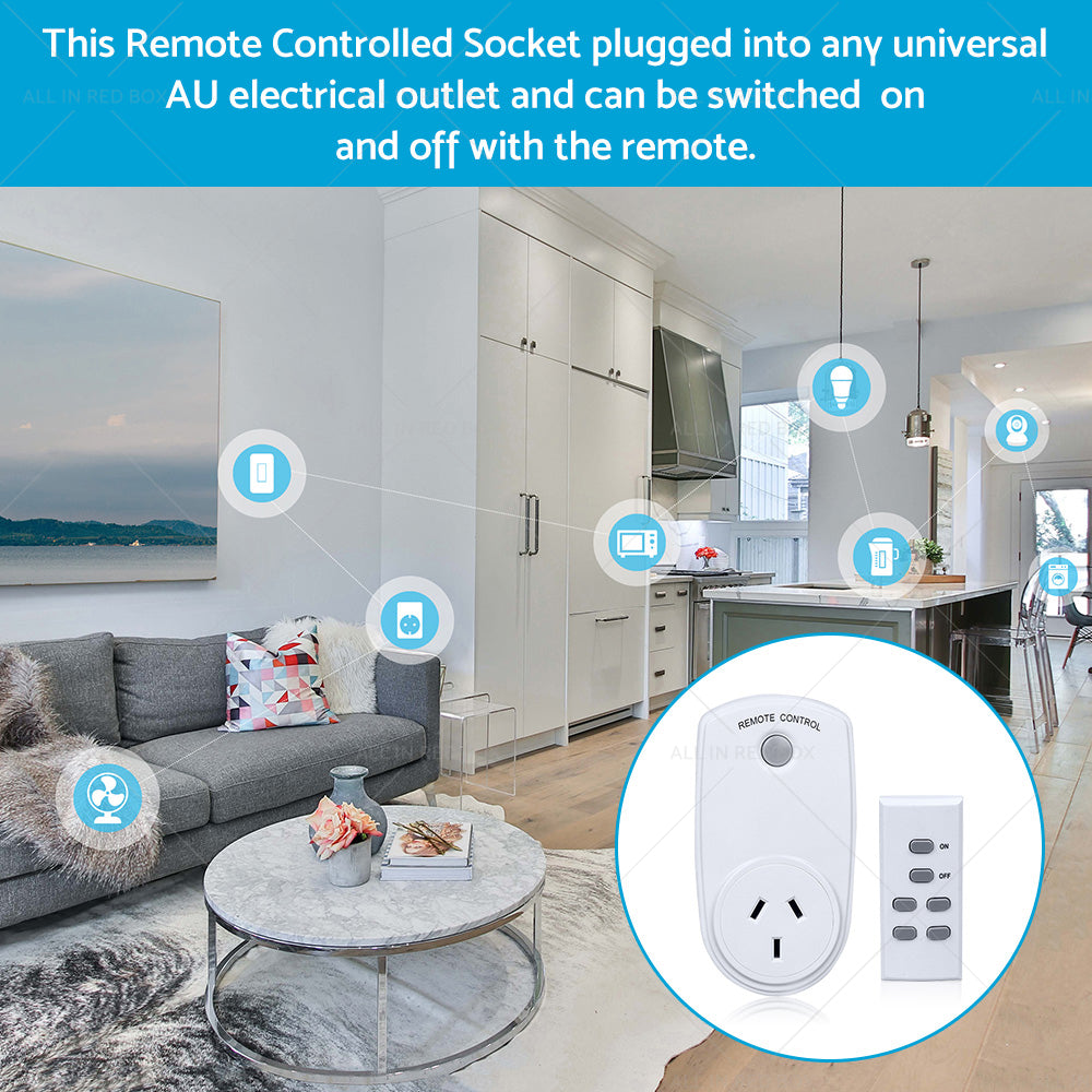 1 Pack Home Wireless Power Switch Mains Sockets  and  1x Remote Controllers AU Plug