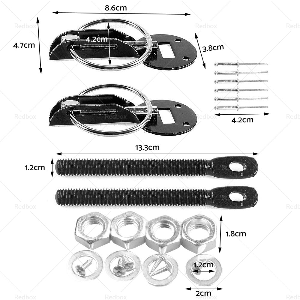 Universal Racing Mount Bonnet Hood Lock Latch Pins Kit Set Suitable For Cars