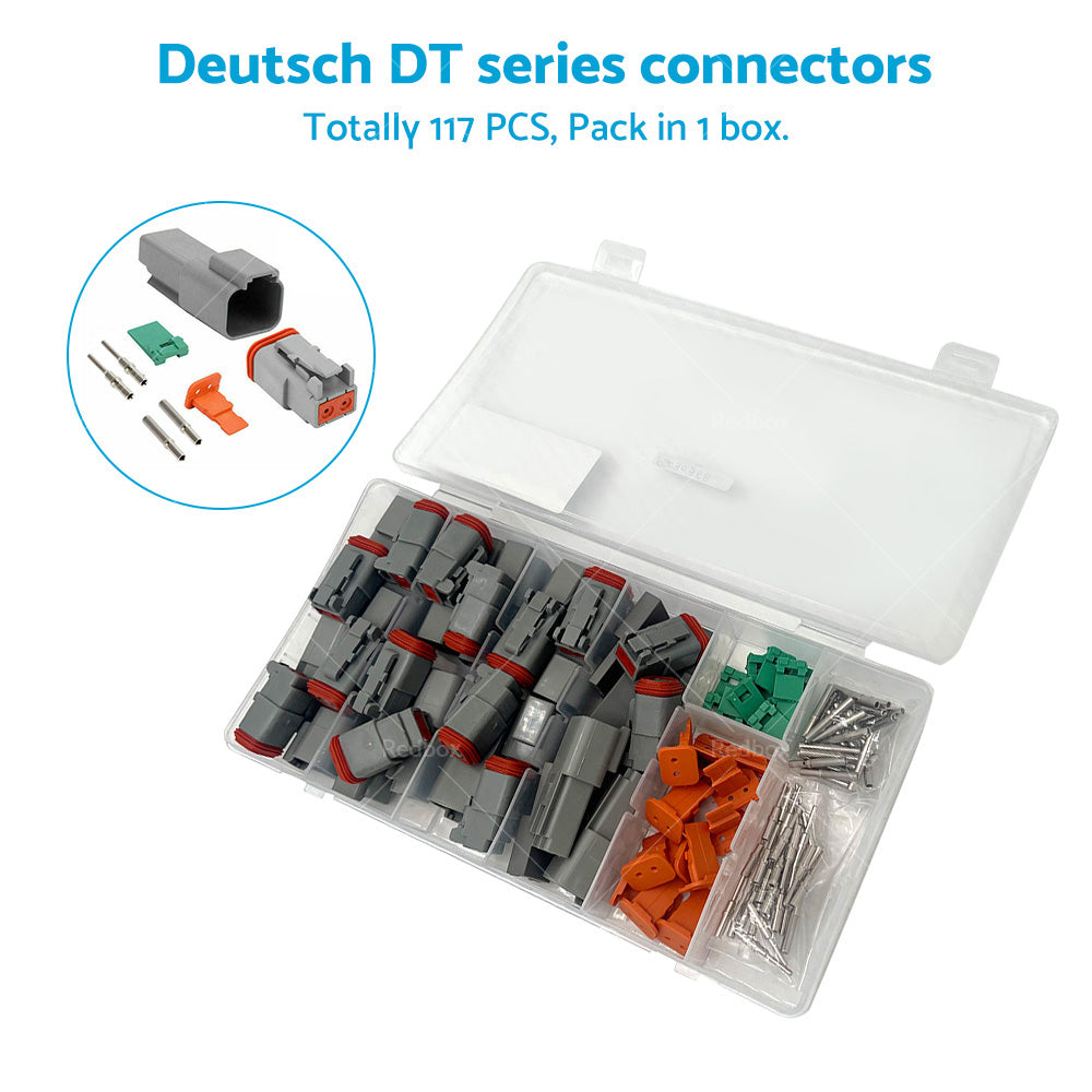 117PCS Deutsch Kit DT 2 Way Series Connector Plug Waterproof Auto Marine DT 2Pin