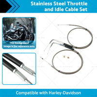 Stainless Steel 56-1 2 Throttle and Idle Cable Set Suitable for Harley-Davidson