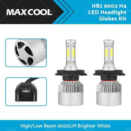 2x HB2 9003 H4 LED Headlight Globes Kit Hi or Low Beam 9000LM Brighter White