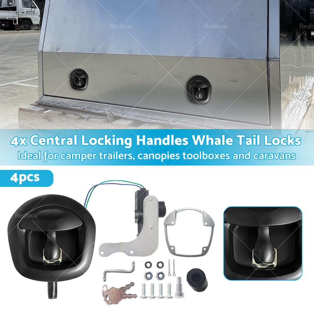 4x Power Operated Whale Tail T Handle Folding Lock Trailer Canopy Black DC 12V