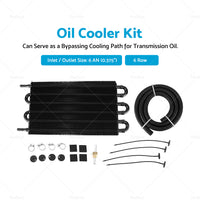 6 Row 6 AN Transmission Oil Cooler Auto Manual Radiator Converter Kit Universal