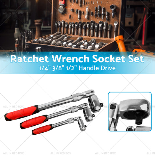 3x Ratchet Wrench Socket Set 1 4inch 3 8inch 1 2inch Handle Drive 72 Teeth Quick Release