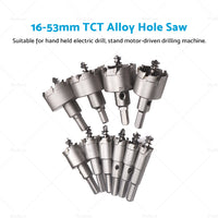 TCT Carbide Tip Hole Saw Carbide Metal Drill Bit Stainless Steel Cutter 16-53mm