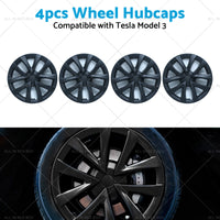 4PCS Matt Black Wheel Cover Hub Caps Rim Hubcap Suitable for Tesla Model 3