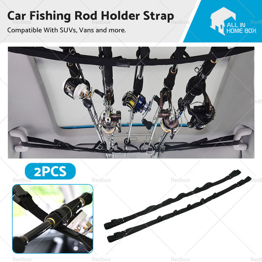 2pcs Car Fishing Rod Holder Mounted Storage Rack Vehicle Belt Strap Carrier