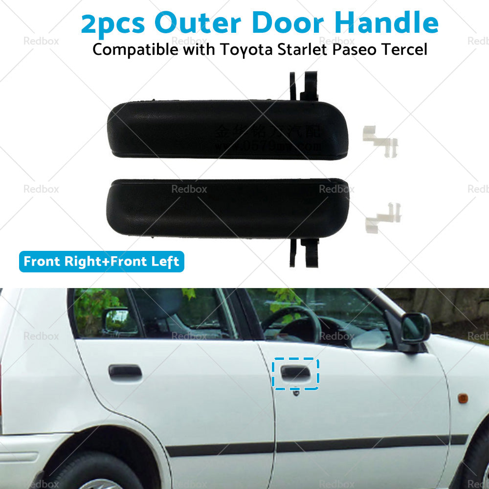 Pair LHRH FRONT Outer Door Handle Suitable For Toyota Starlet EP91 96~99 Black