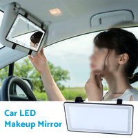 Car Sun Visor Makeup Cosmetic Mirror Set with 3 Type 60 LED Light Black 26x13cm