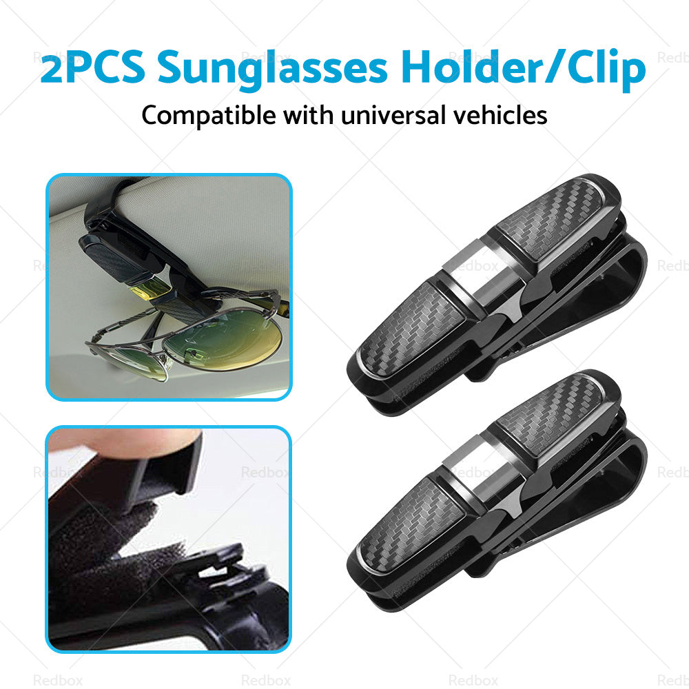 2pcs Car Glasses Holder Clip Case Sunglasses Eyeglasses Ticket Card Clip Holder