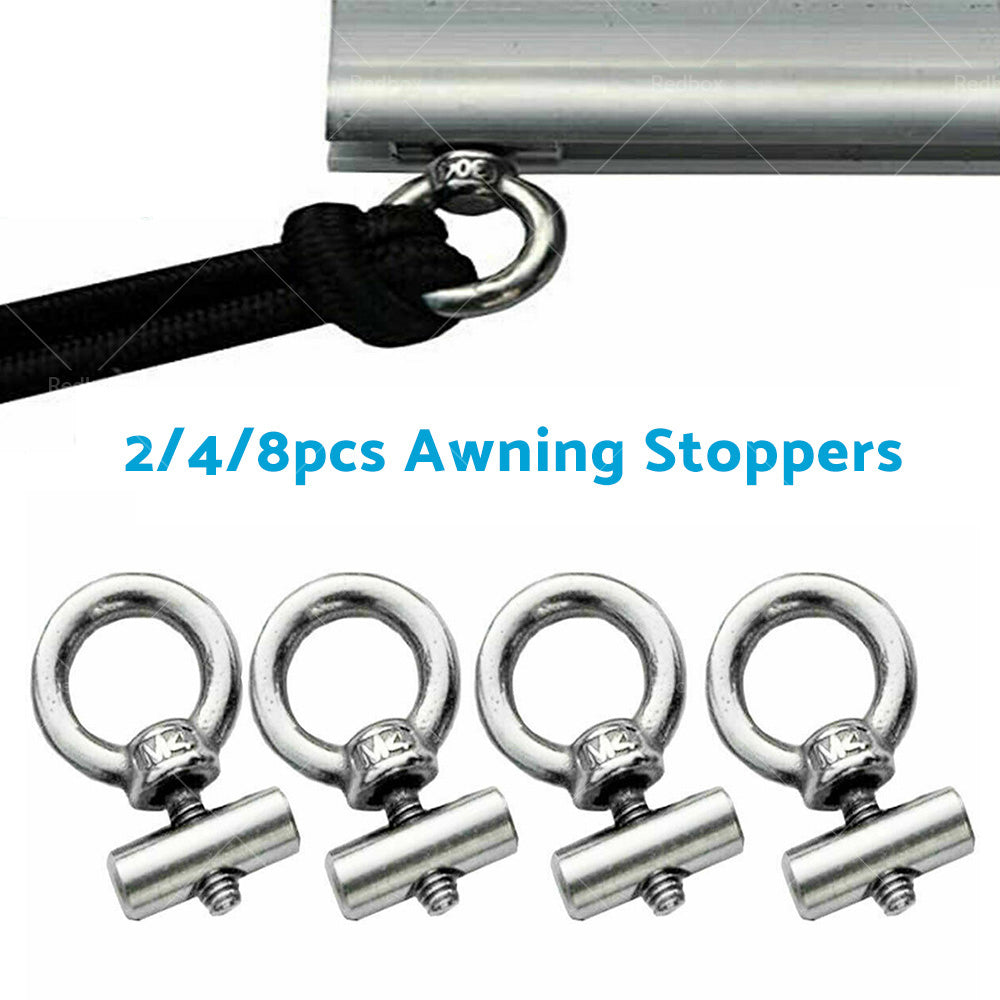 2 or 4 or 8PCS Awning Rail Stoppers Rail Track Screws for Boat Caravan Stainless Steel