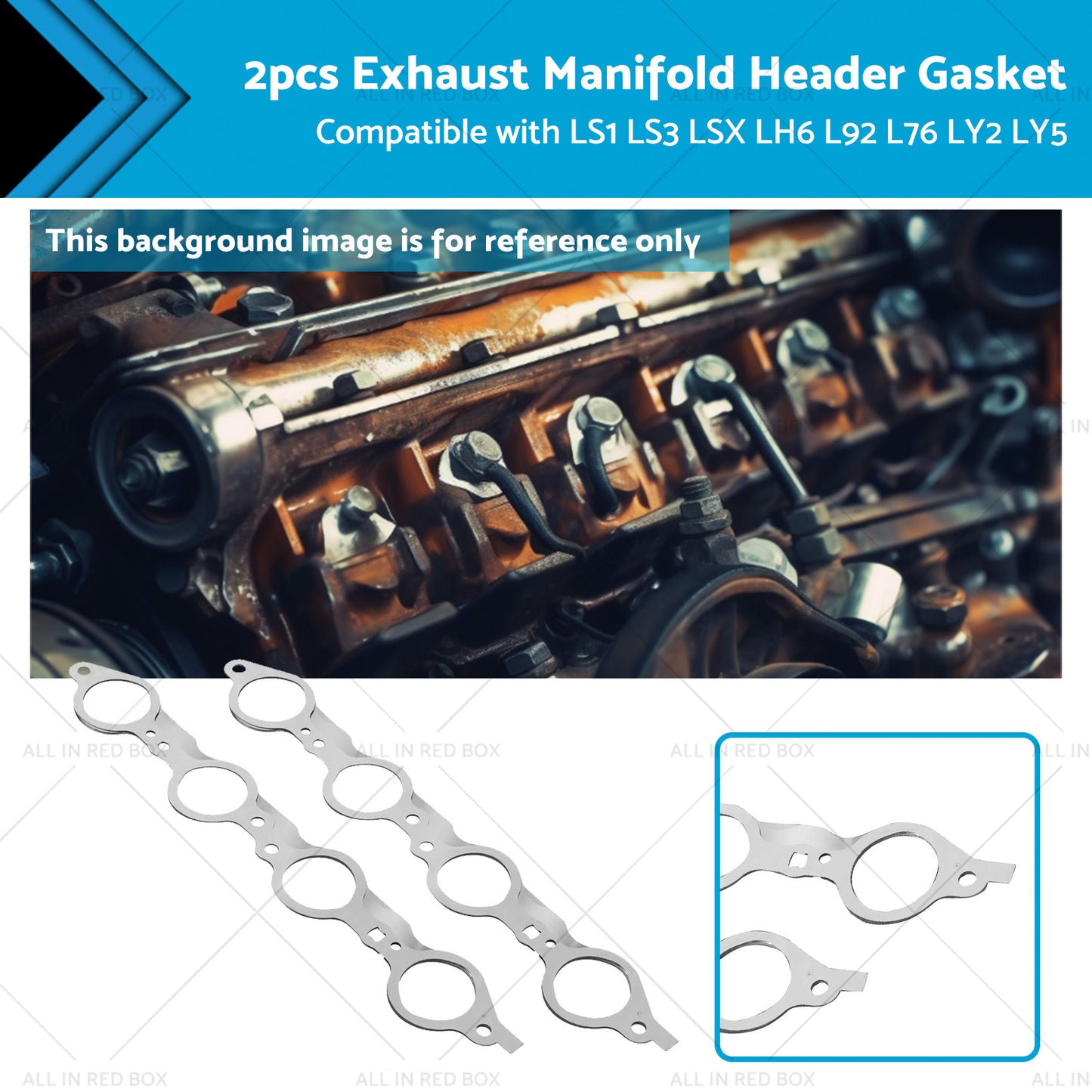 2PCS Exhaust Manifold Gasket Multi-Layer Steel Header Suitable For LS1 LS3 LSX