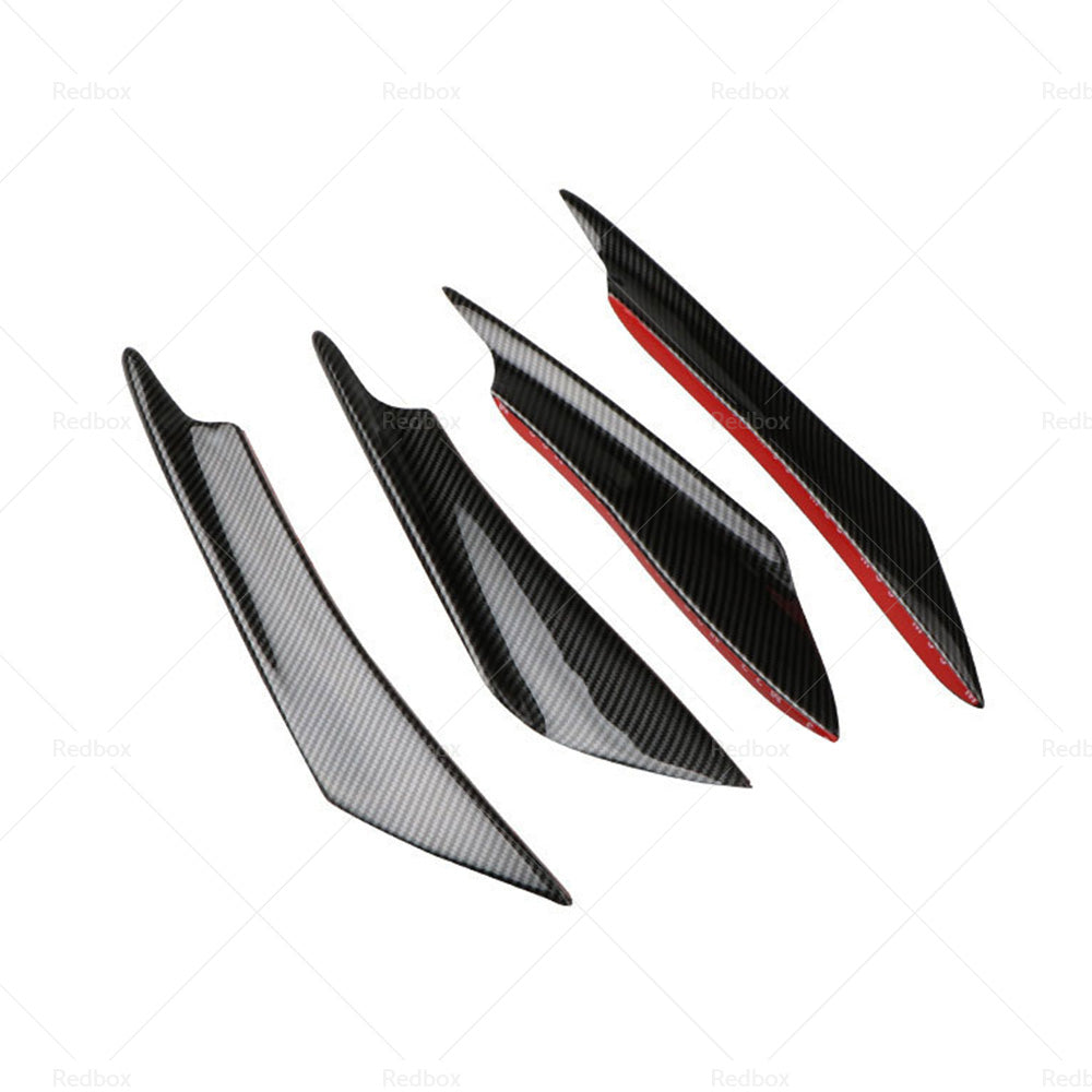 4x Carbon Fiber Car Bumper Fin Canard Splitter Diffuser Valence Spoiler Lip