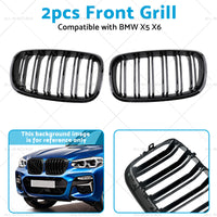 2pc Front Grill Grille Gloss Black Suitable for BMW E70 X5 E71 X6 2007-2013