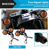 4x Black Motorcycle Amber Bullet Indicators Universal Turn Signal Blinkers Lamp