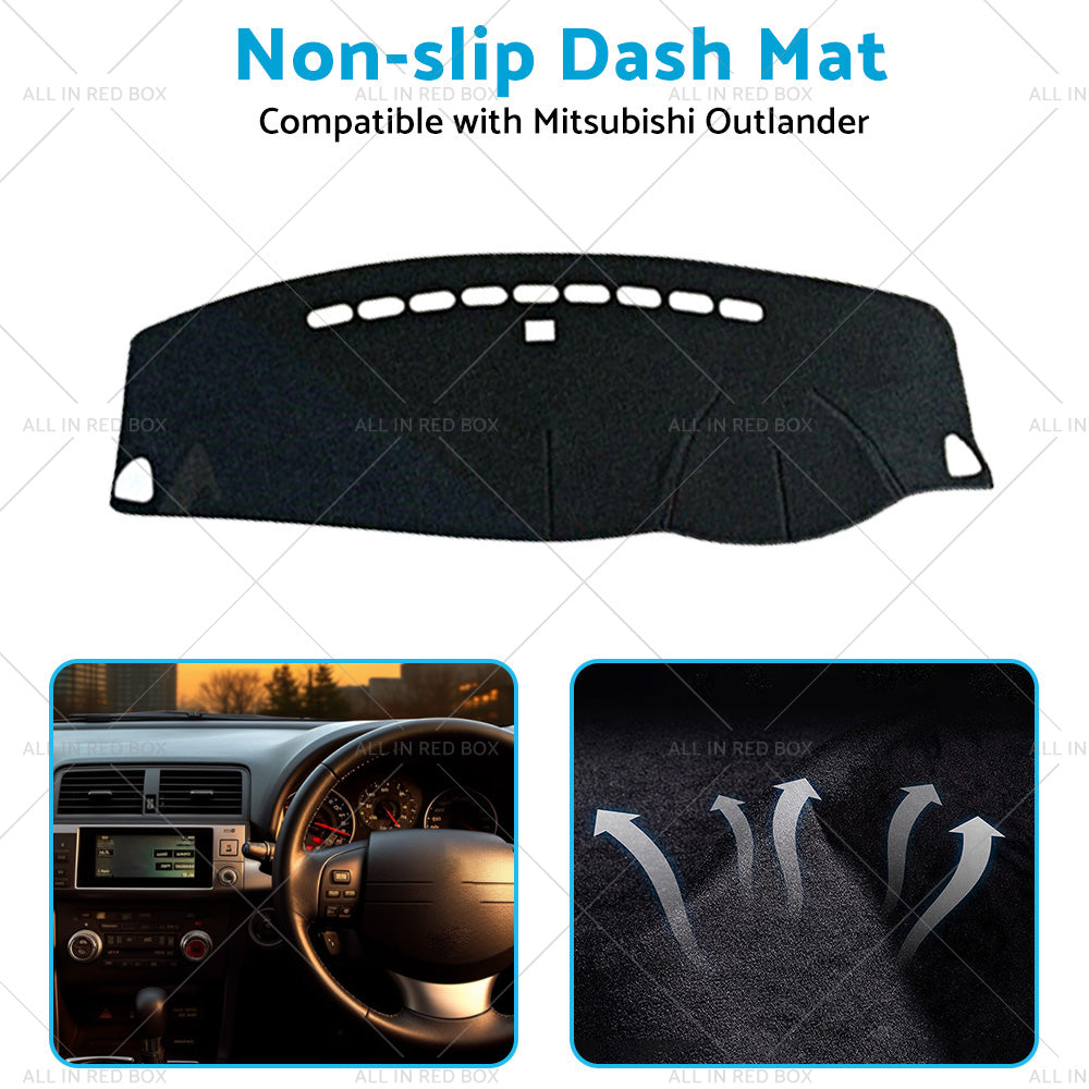 Black Non-Slip Dash Mat Cover Suitable For Mitsubishi Outlander 2006-2012