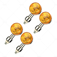 4x Chrome Motorcycle Turn Signal Lights Amber Indicators Blinker Universal Bulb