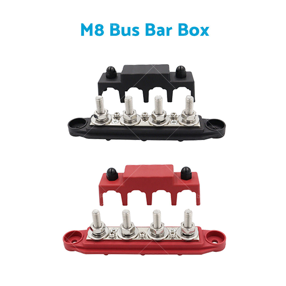 2PCS M8 4 Post 250A DC 48V Studs Bus Bar Power Distribution Box Terminal Block