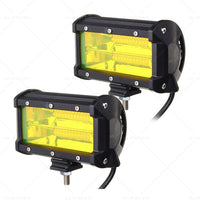 2x 5inch Flood LED Light Bar Offroad Work Driving Fog Lamp Yellow Cree Spread