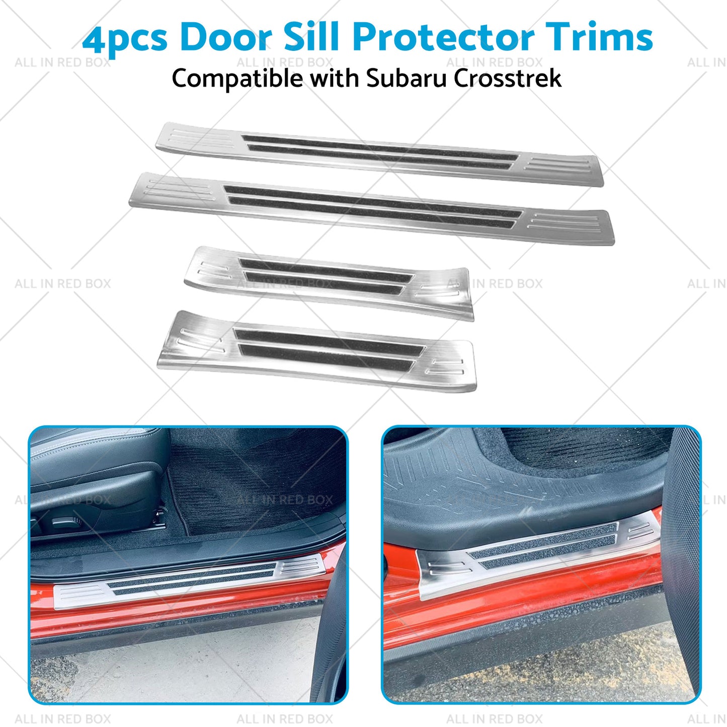 4x Suitable For Subaru Crosstrek 2023 Steel Door Sill Protector Trim Scuff Plate