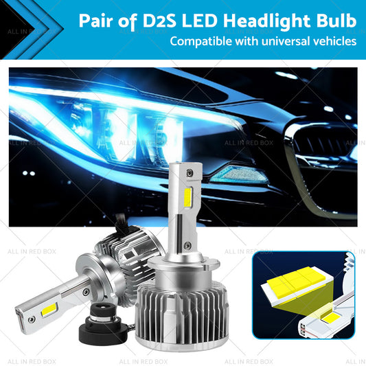 {{ Pair of D2S LED Headlight Bulbs HID Conversion Kit 6000K White Plug  and  Play 90W }} - Buy Car Parts Online at {{ Kaka Auto Parts }}.