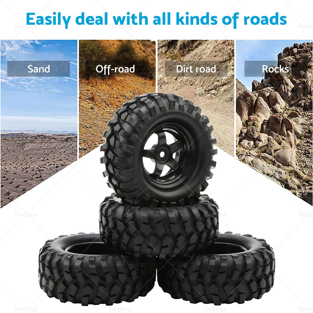 Wheels Rims Rubber Tires 12mm Hex Suitable For 1 or 10 Off-Road RC Rock Buggy Truck