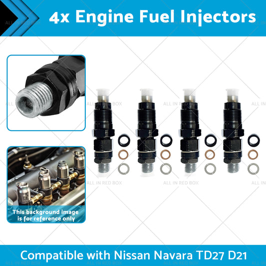 4x Engine Fuel Injectors Suitable for Nissan Navara TD27 D21 2.7L 16600-43G23