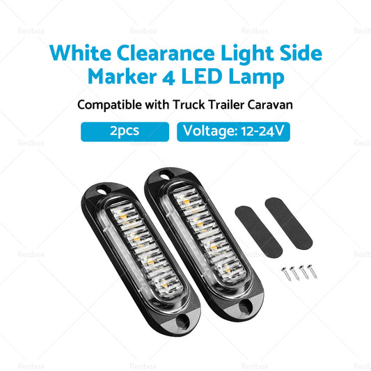 White Clearance Light Side Marker 4 LED Suitable For Truck Trailer Caravan Lamp