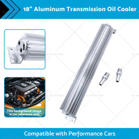 Universal 18inch Dual Pass Transmission Trans Cooler with 1 4inch NPT Fitting Aluminum