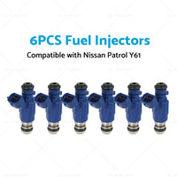 6PCS Fuel Injector Suitable For Nissan Patrol Y61 TB48DE RB25DET 16600-AA500